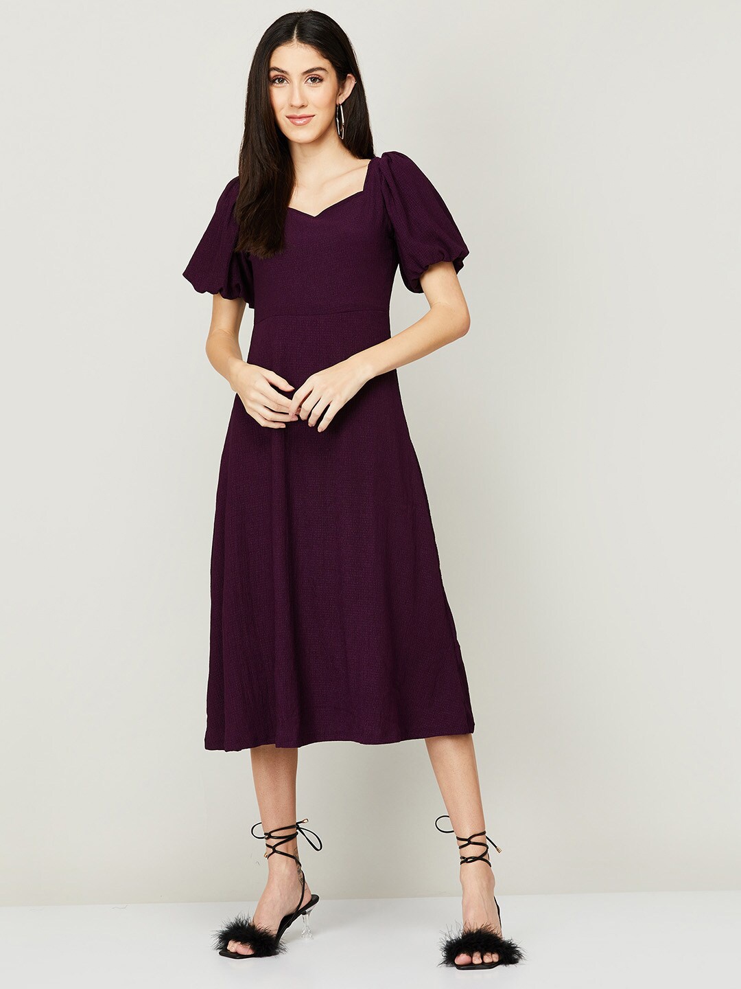 

CODE by Lifestyle Purple Solid Midi Dress