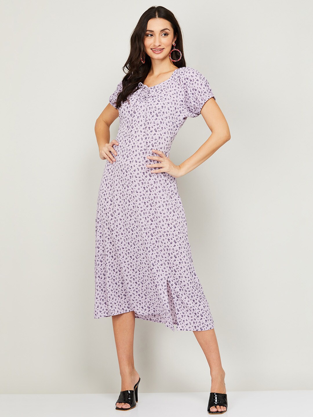 

Fame Forever by Lifestyle Women Purple Floral Midi Dress
