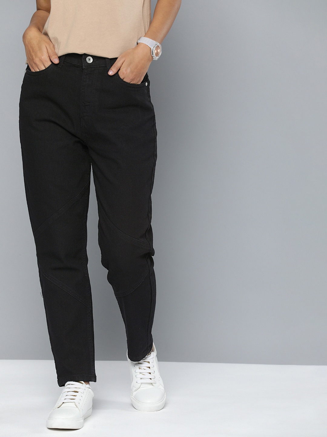 

Flying Machine Women Black Mom Fit High-Rise Stretchable Jeans