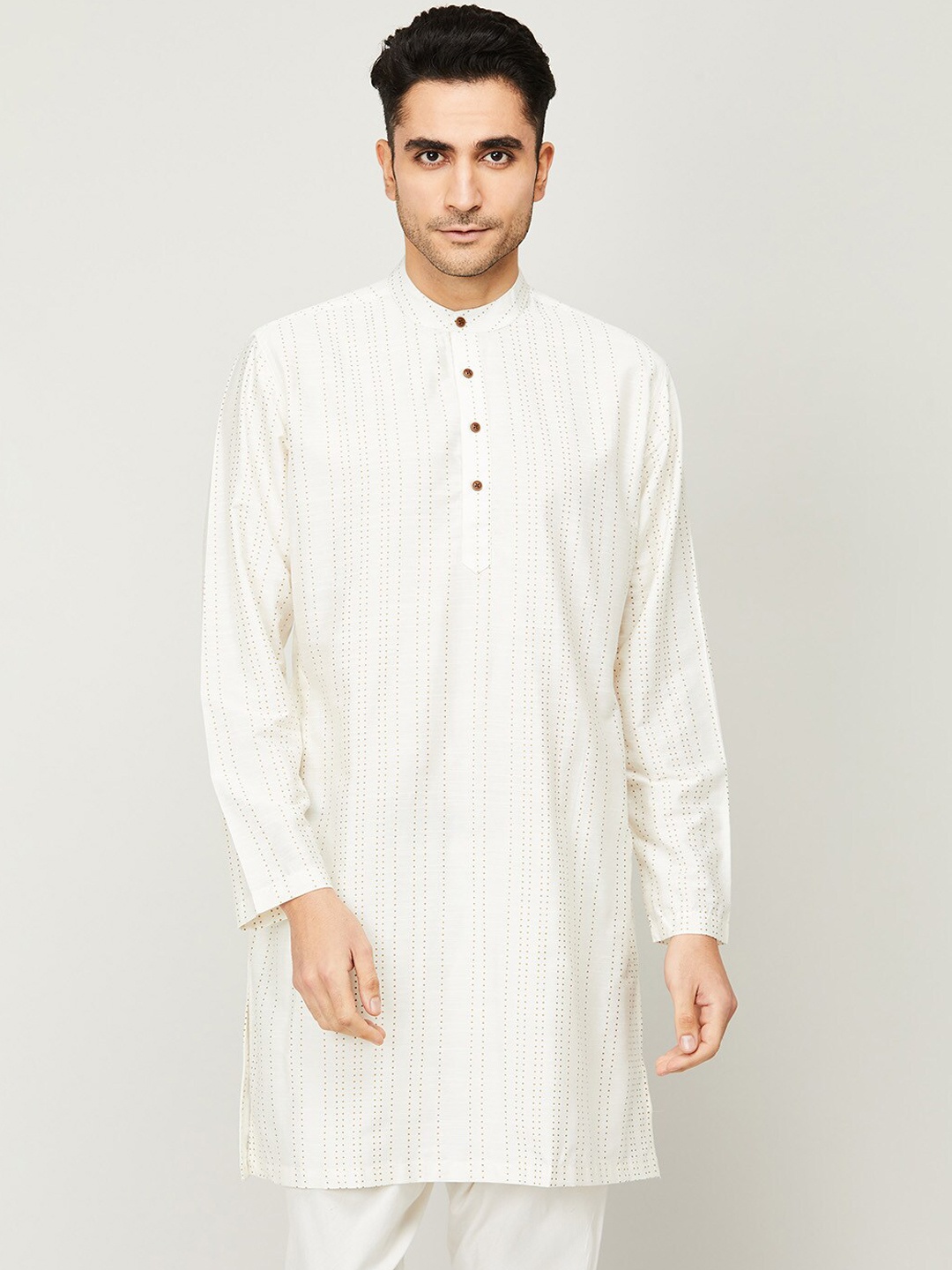 

Melange by Lifestyle Men White Geometric Printed Kurta