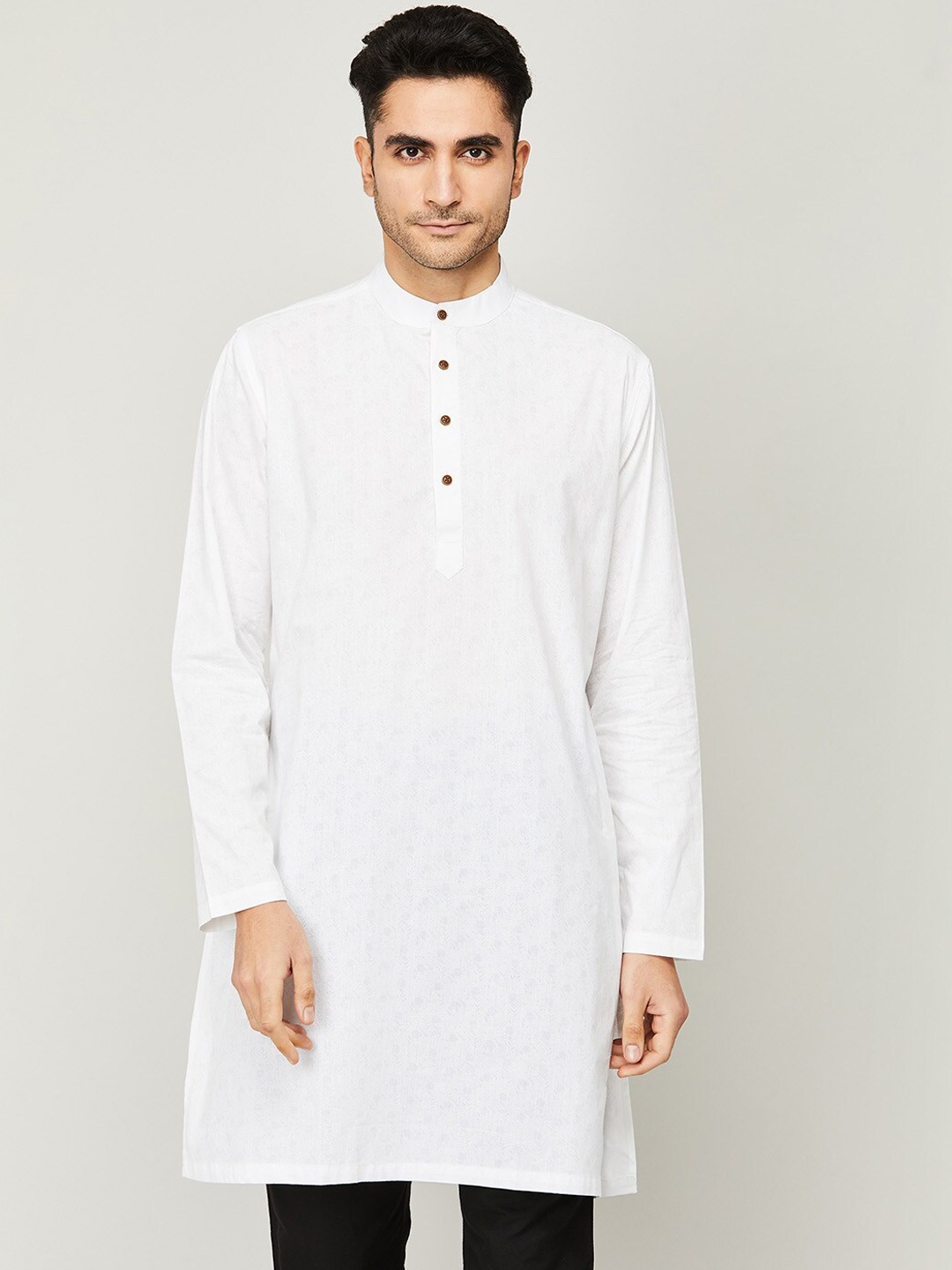 

Melange by Lifestyle Men Self Design White Kurta