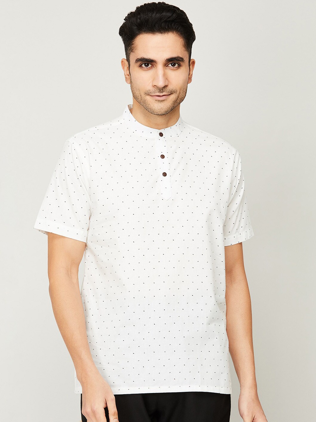 

Melange by Lifestyle Men Beige Printed Cotton Kurta