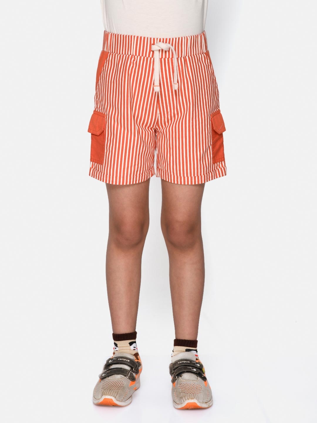 

SPUNKIES Boys Orange Striped Antimicrobial Technology Shorts