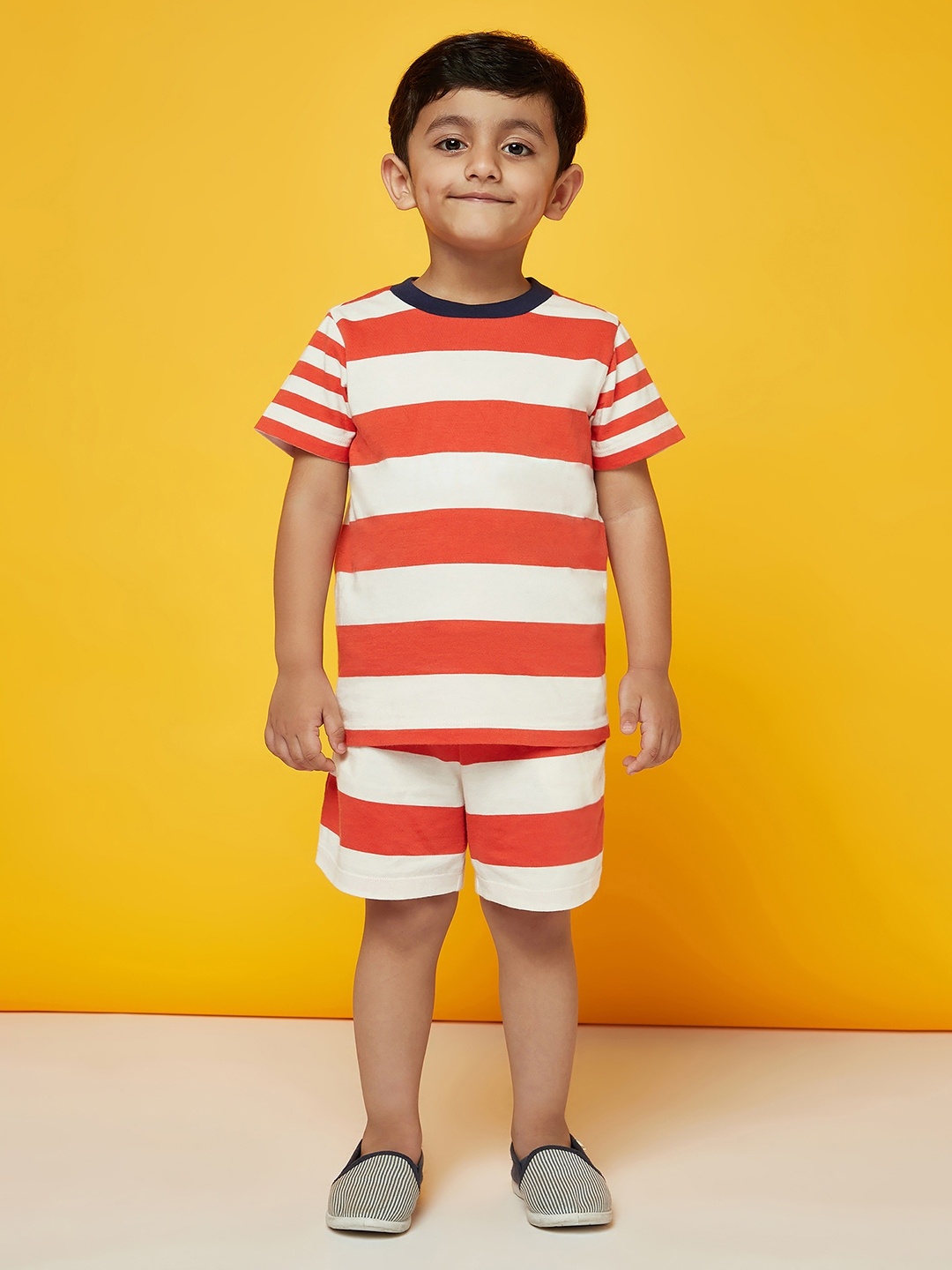 

SPUNKIES Boys Red & White Striped Night suit