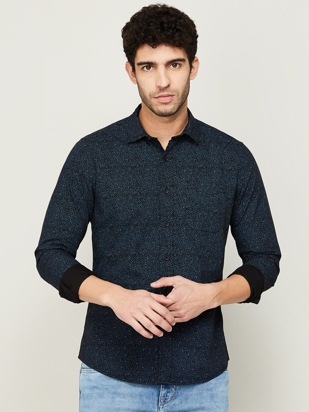 

Fame Forever by Lifestyle Men Black Slim Fit Printed Casual Shirt