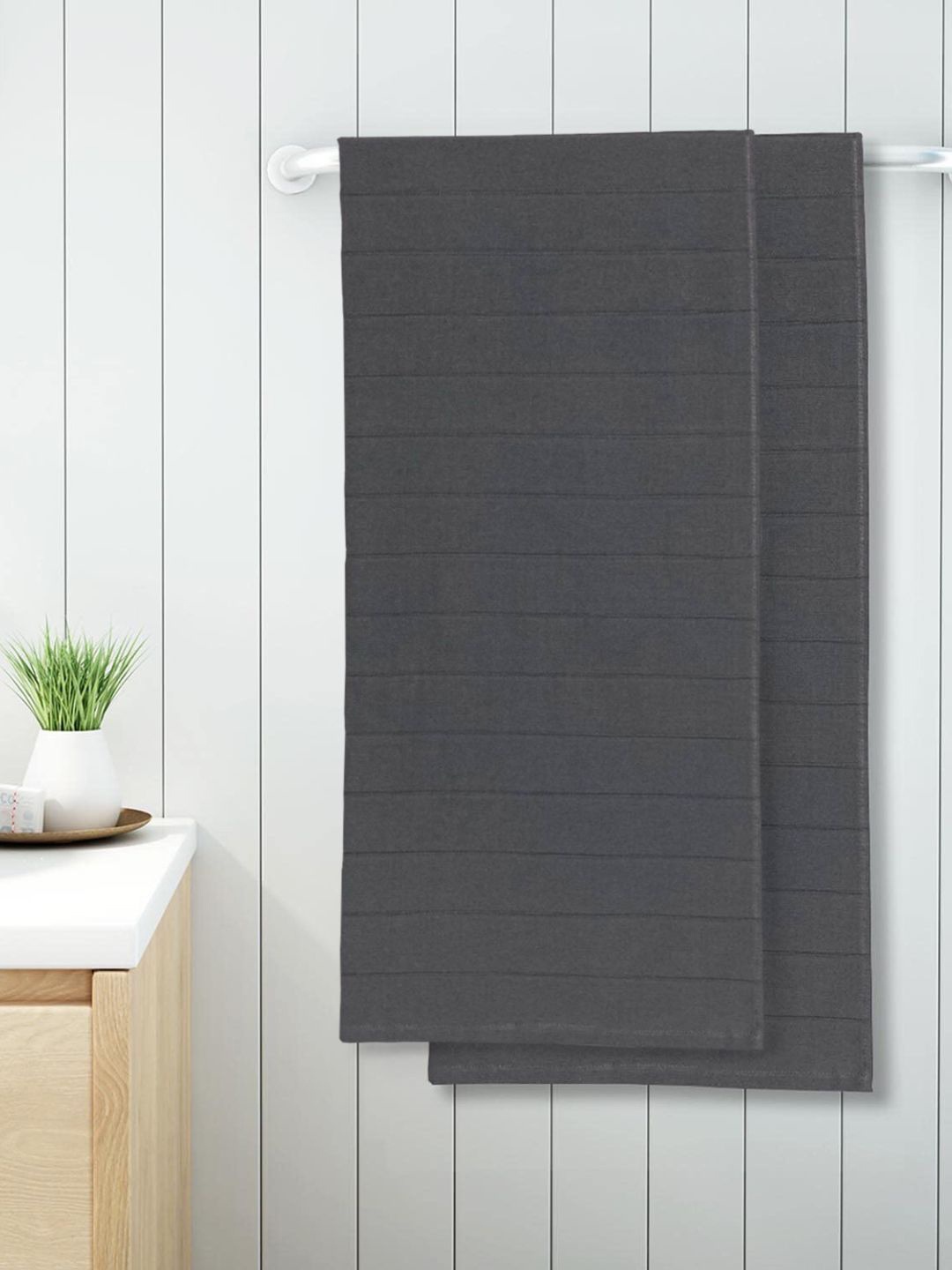 

Sleeping Owls- because your sleep matters Pack Of 2 Grey Dry-X 250 GSM Cotton Bath Towels