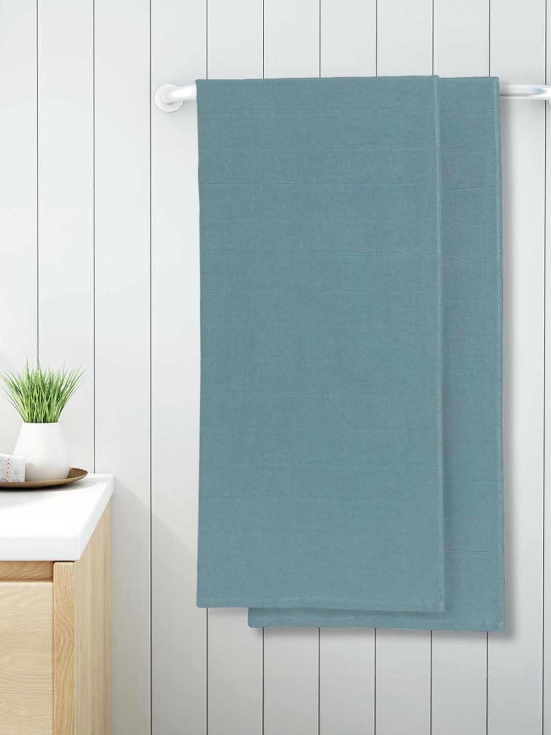 

Sleeping Owls- because your sleep matters Pack of 2 Blue Solid Bath Towels