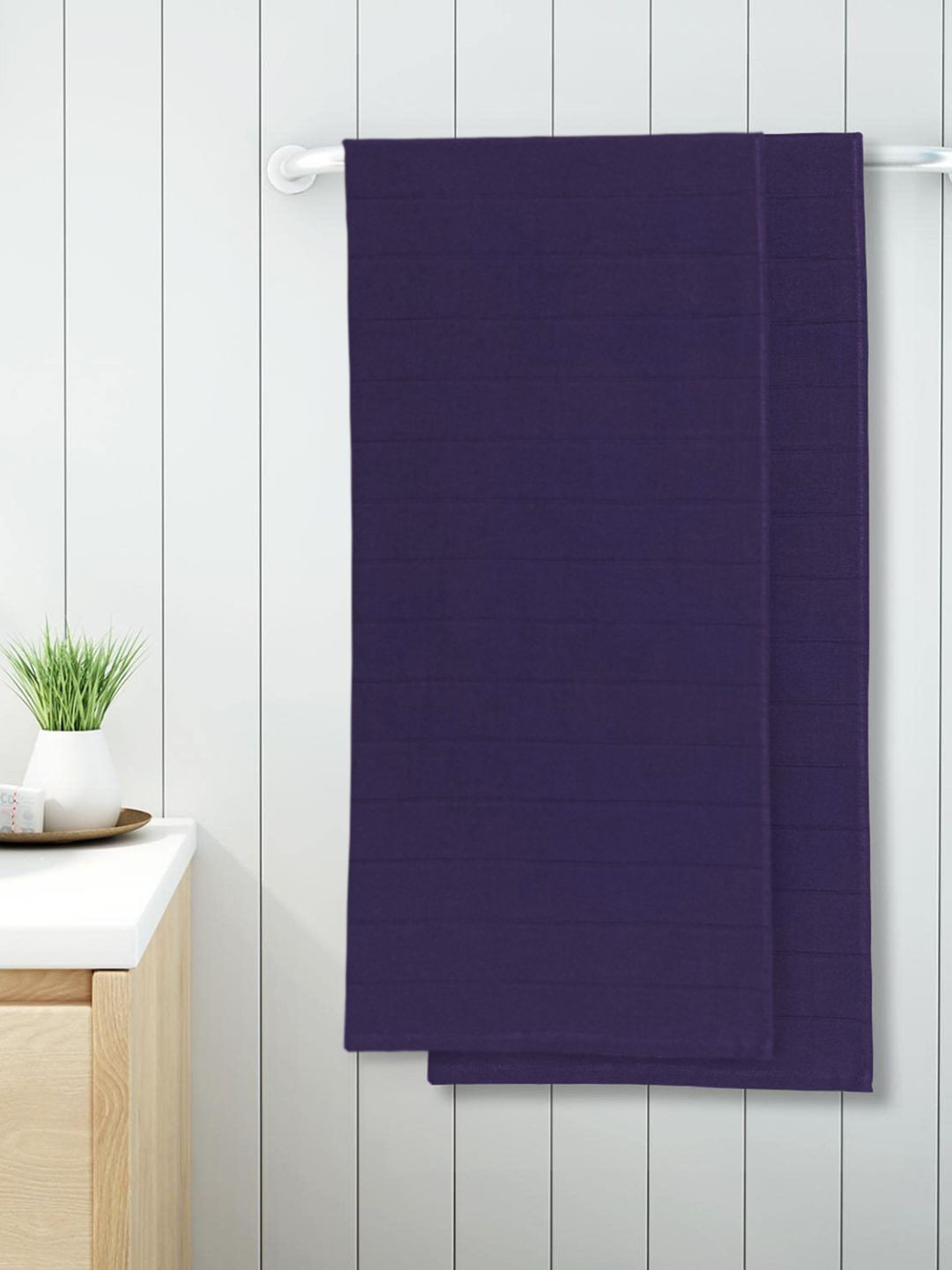 

Sleeping Owls- because your sleep matters Set Of 2 Purple Solid 250GSM Cotton Bath Towels