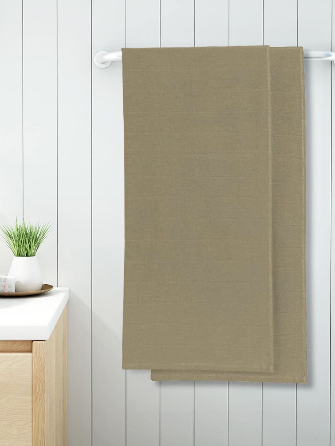 

Sleeping Owls- because your sleep matters Set Of 2 Brown Solid 260 GSM Cotton Bath Towel