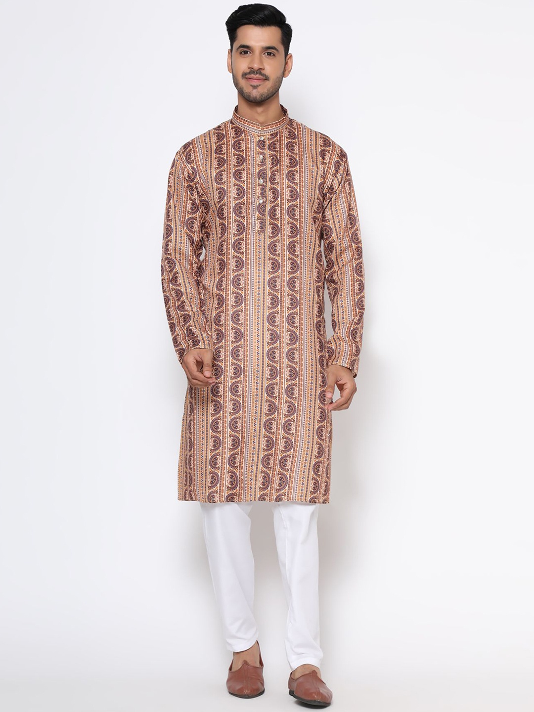 

Vastrasky Global Men Beige Ethnic Motifs Printed Kurta