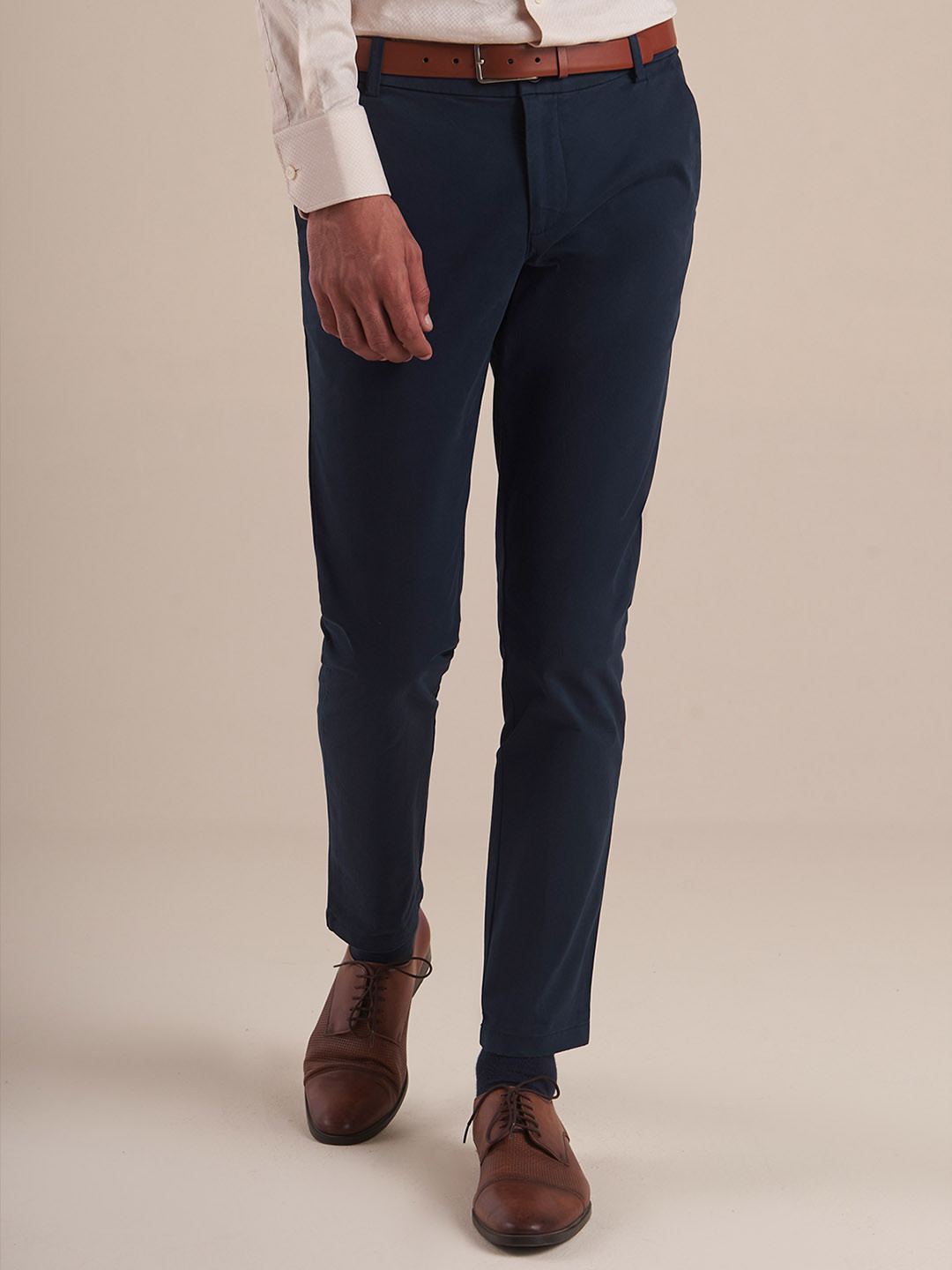 

Andamen Men Navy Blue Slim Fit Chinos Trousers