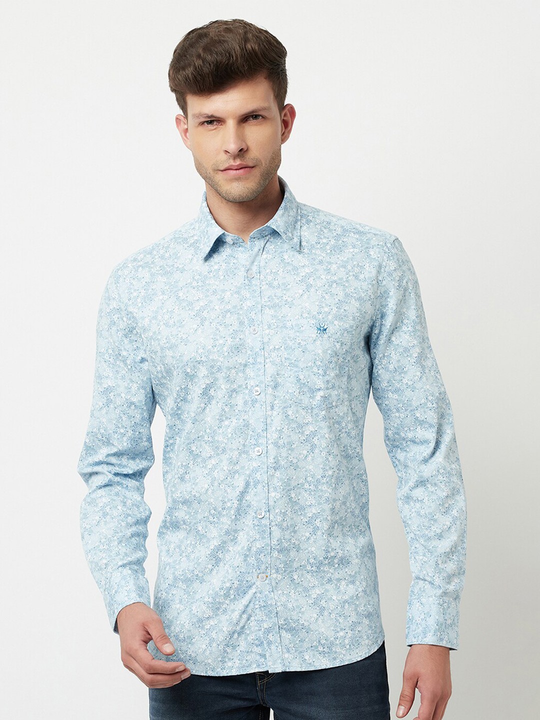

Crimsoune Club Men Blue Slim Fit Floral Printed Casual Shirt