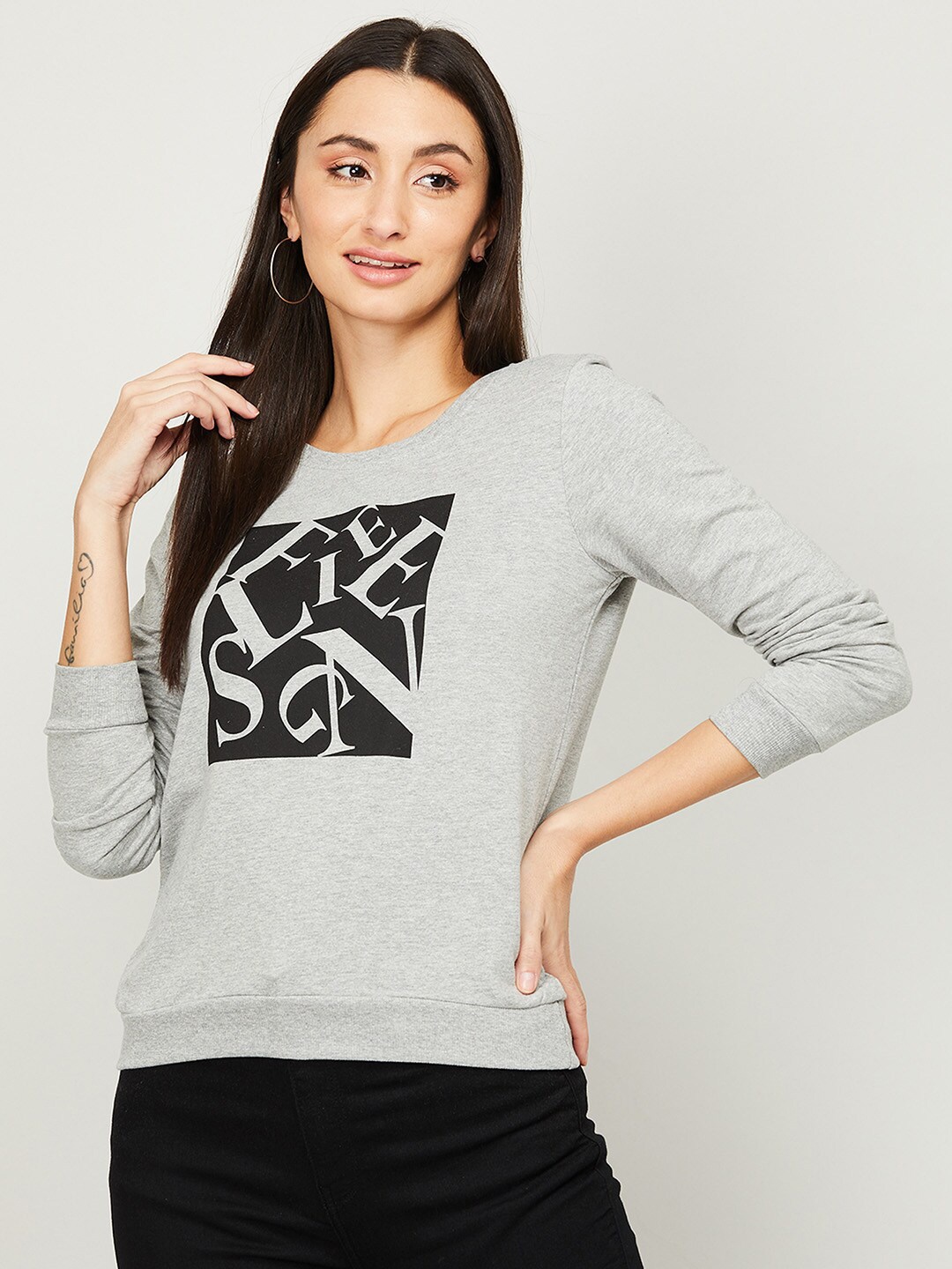 

Fame Forever by Lifestyle Women Grey Printed Sweatshirt
