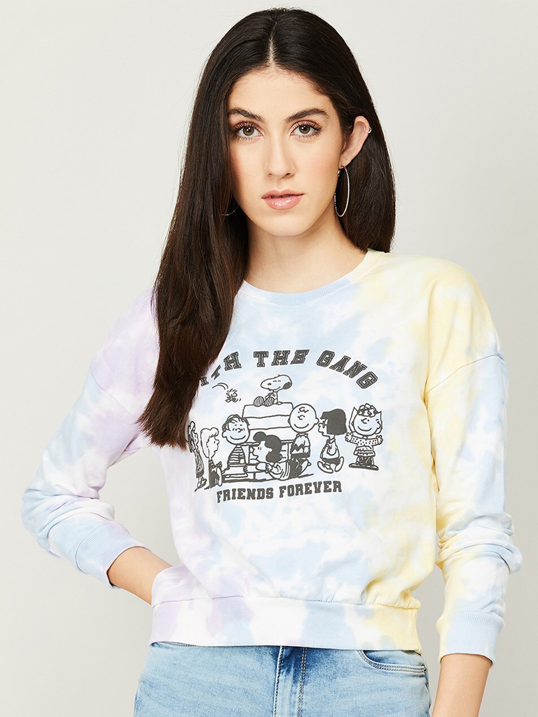 

Ginger by Lifestyle Women White Printed Cotton Sweatshirt