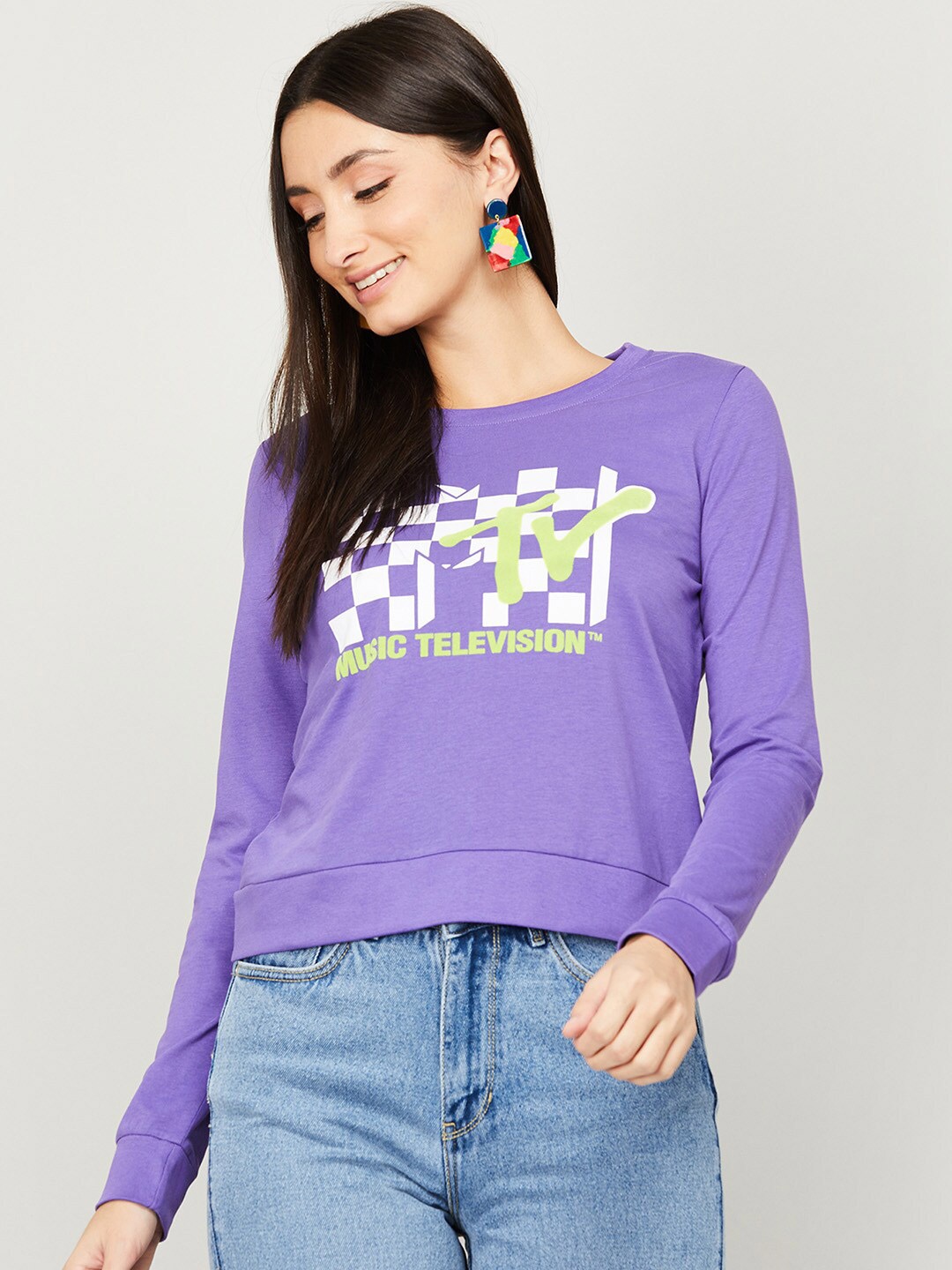 

Ginger by Lifestyle Women Purple Printed Sweatshirt