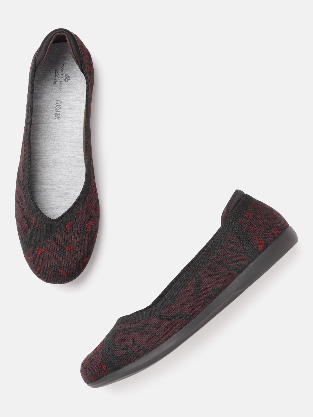 

Clarks Women Burgundy & Black Printed Ballerinas Flats