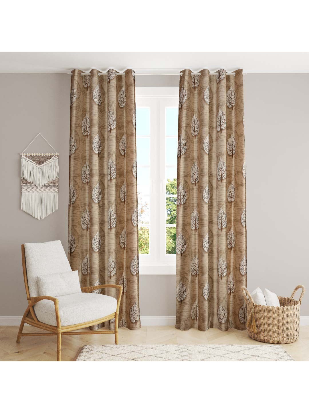 

Slushy Mushy Brown & White Set of 2 Printed Long Door Curtain