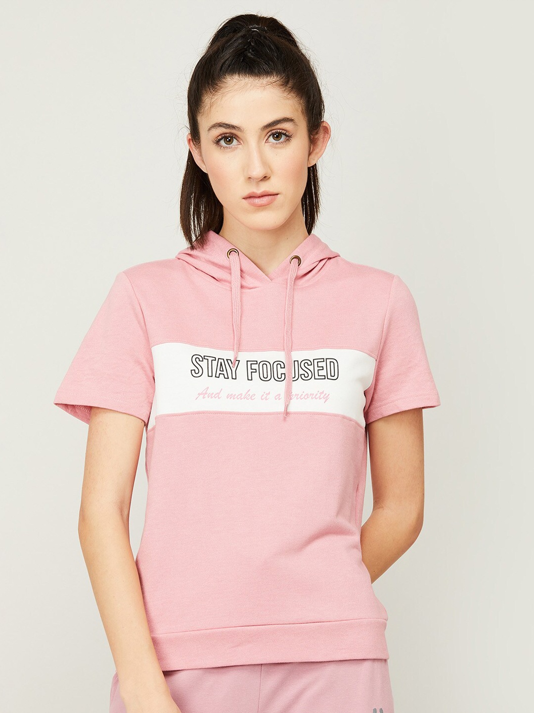 

Kappa Women Pink And White Printed Sweatshirt