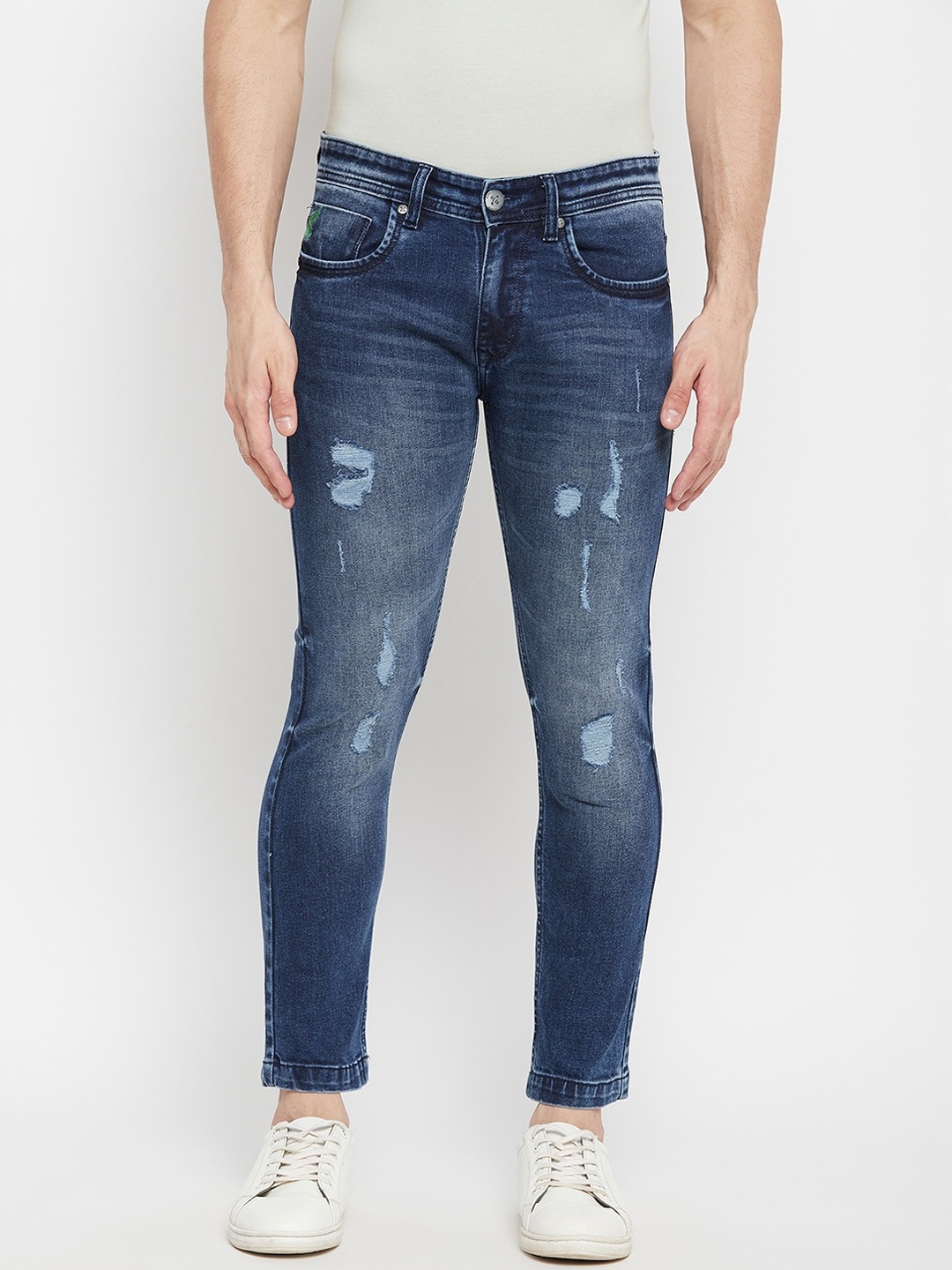 

Duke Men Blue Slim Fit Mildly Distressed Light Fade Pure Cotton Stretchable Jeans