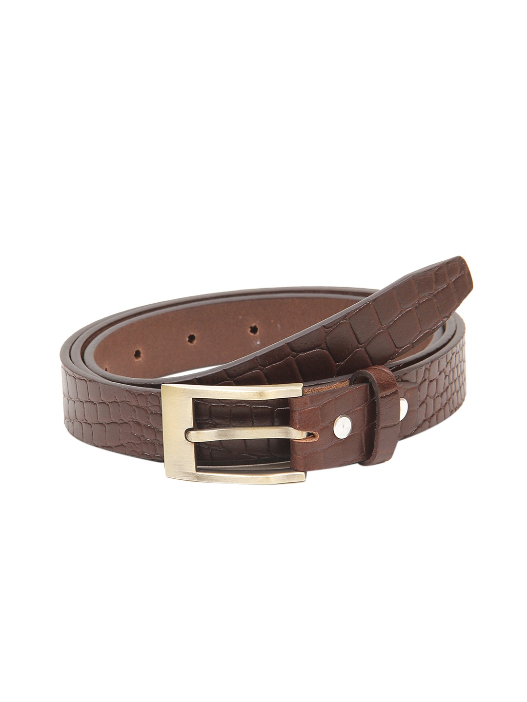 

Calvadoss Boys Brown Textured Tang Leather Belt
