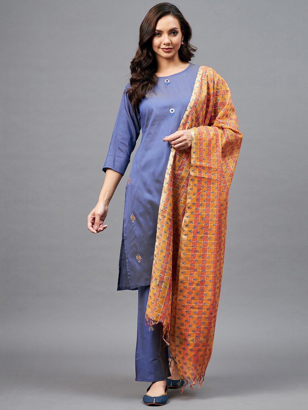 

Azira Women Blue Kurta with Trousers & With Dupatta