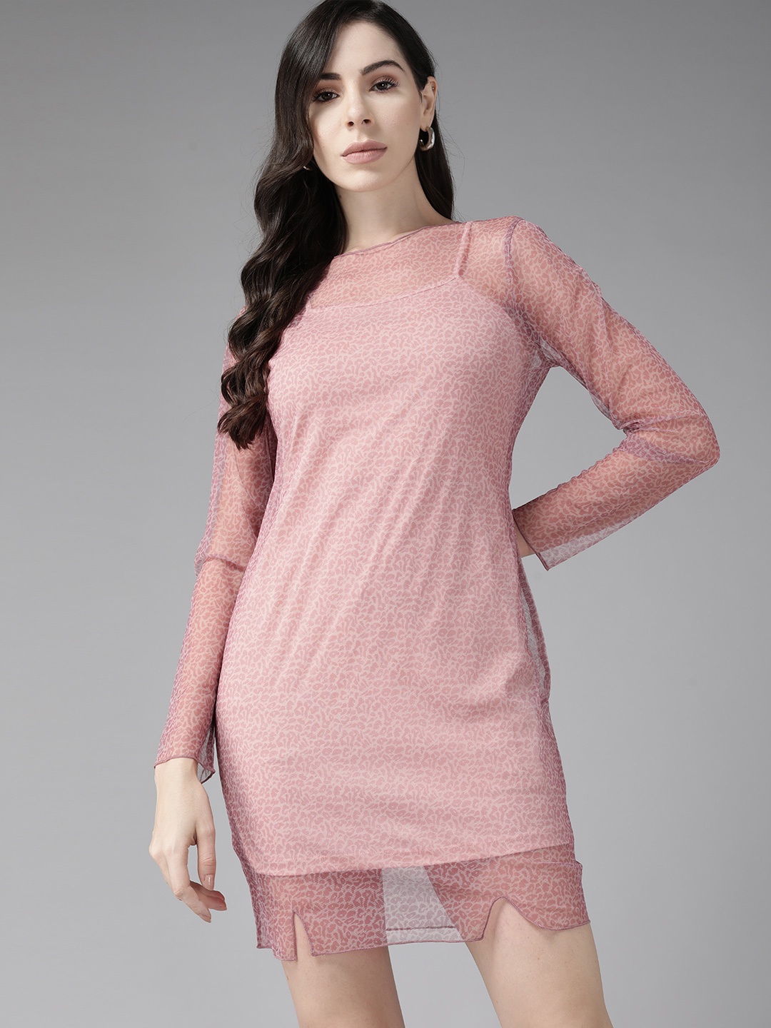 

Roadster Mauve Solid Sheath Dress