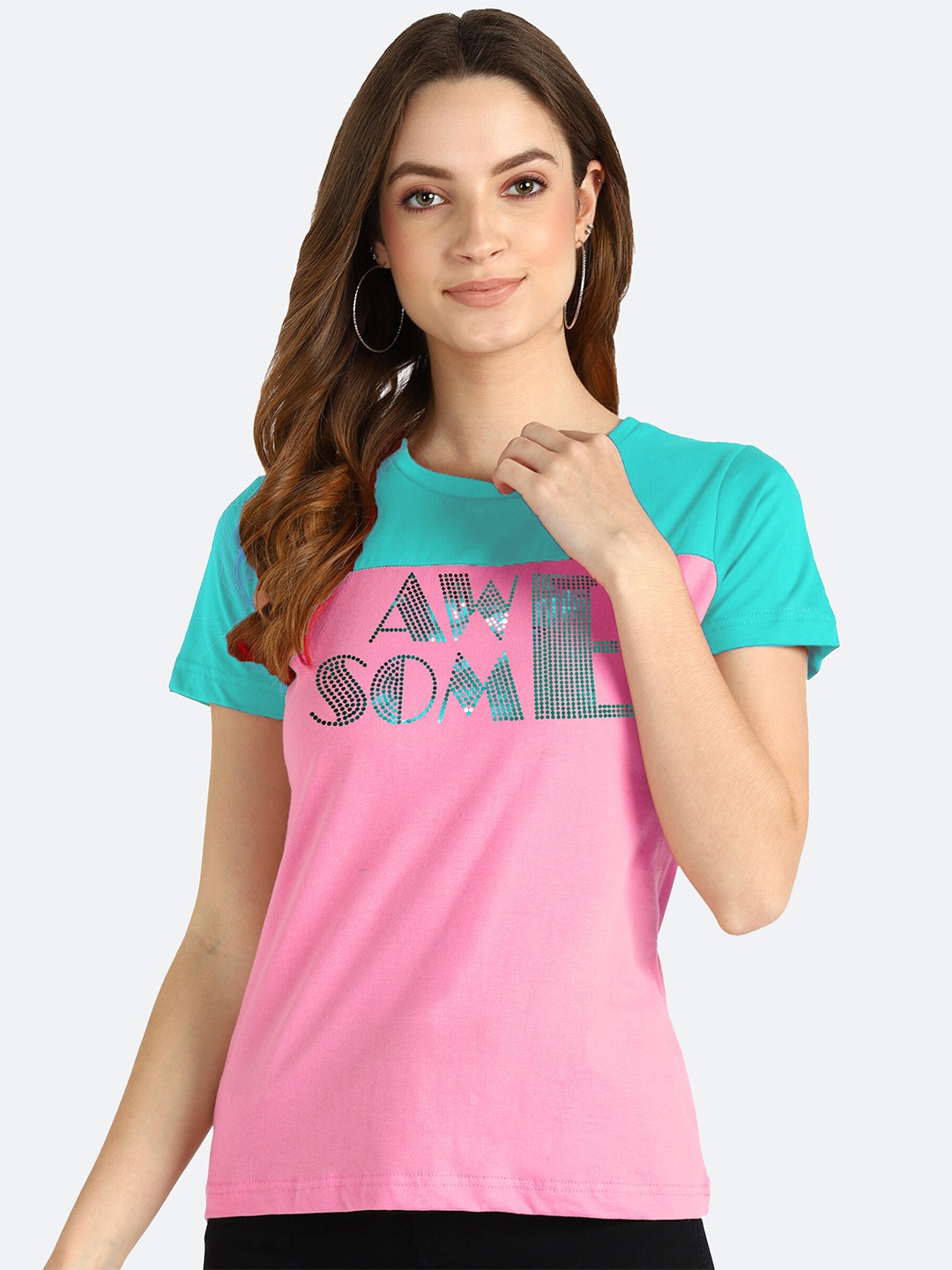 

shashvi Women Pink Typography Printed T-shirt