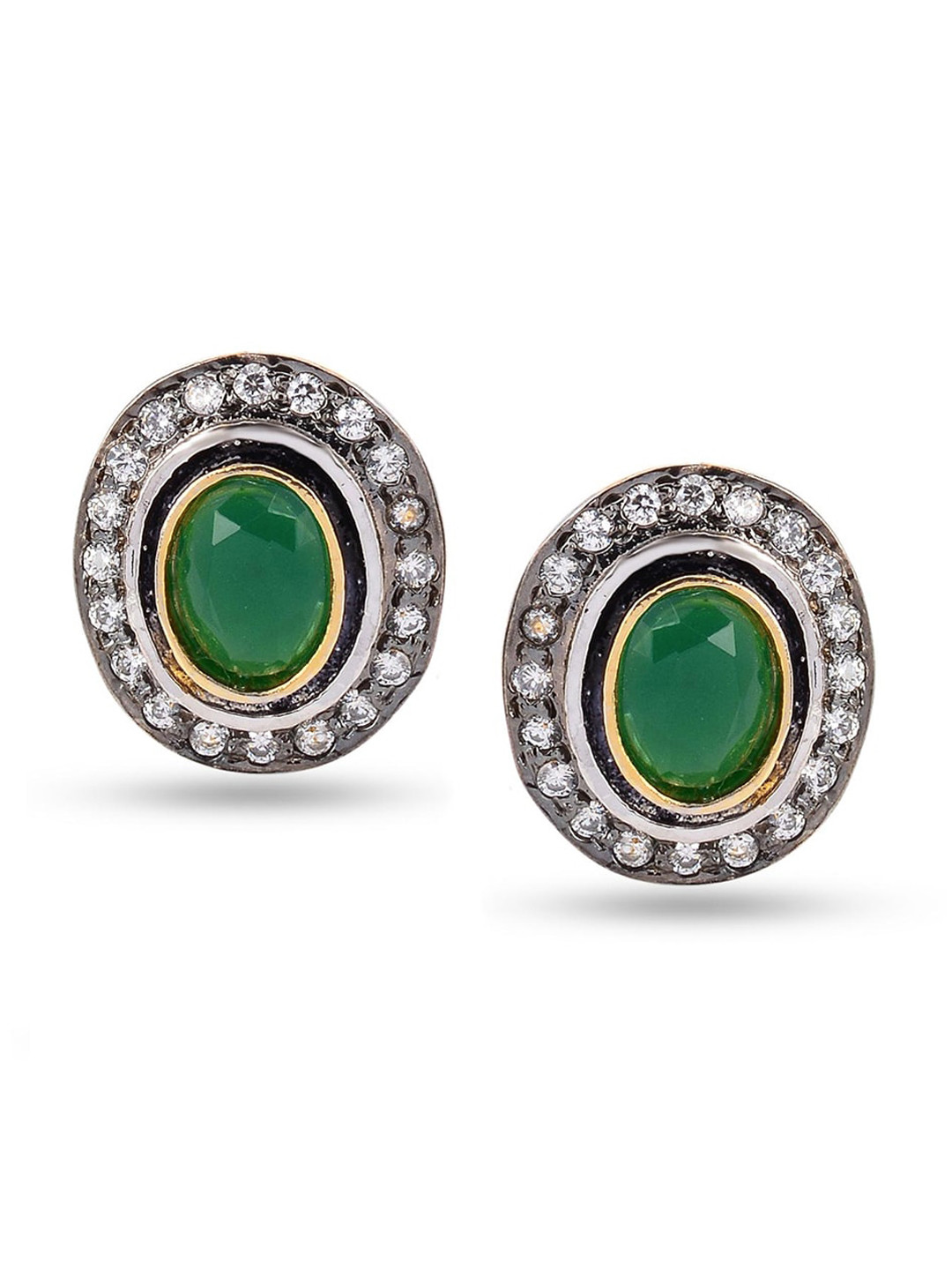 

Tistabene Gold-Plated & Green Contemporary Studs Earrings