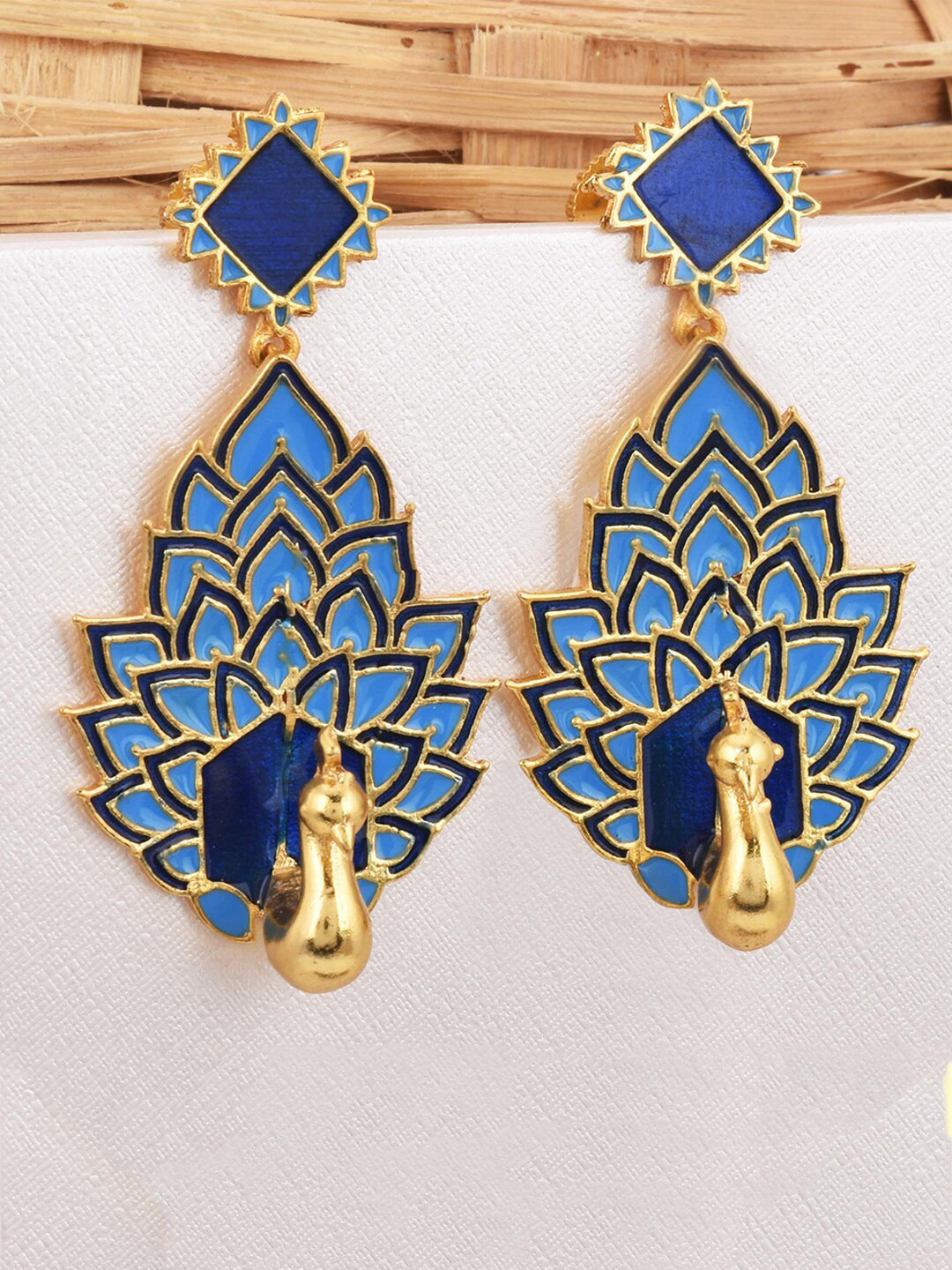 

Tistabene Gold-Plated Blue & Turquoise Blue Animal Shaped Drop Earrings