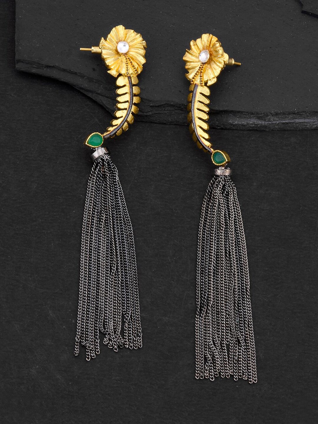 

Tistabene Women Green Gold Plated Contemporary Drop Earrings