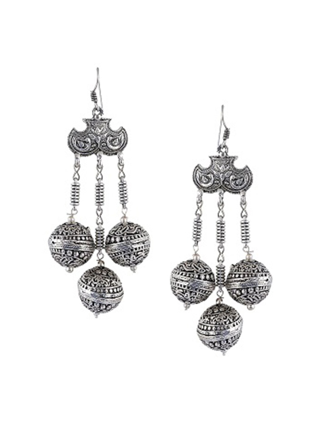 

Tistabene Silver-Plated & White Contemporary Drop Earrings