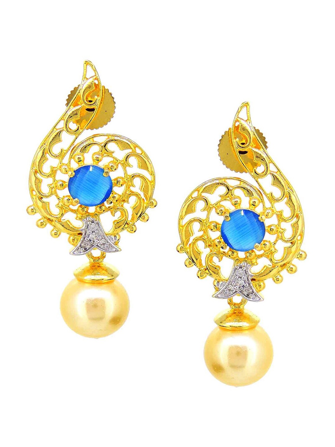 

Tistabene Gold-Plated & Blue Contemporary Drop Earrings
