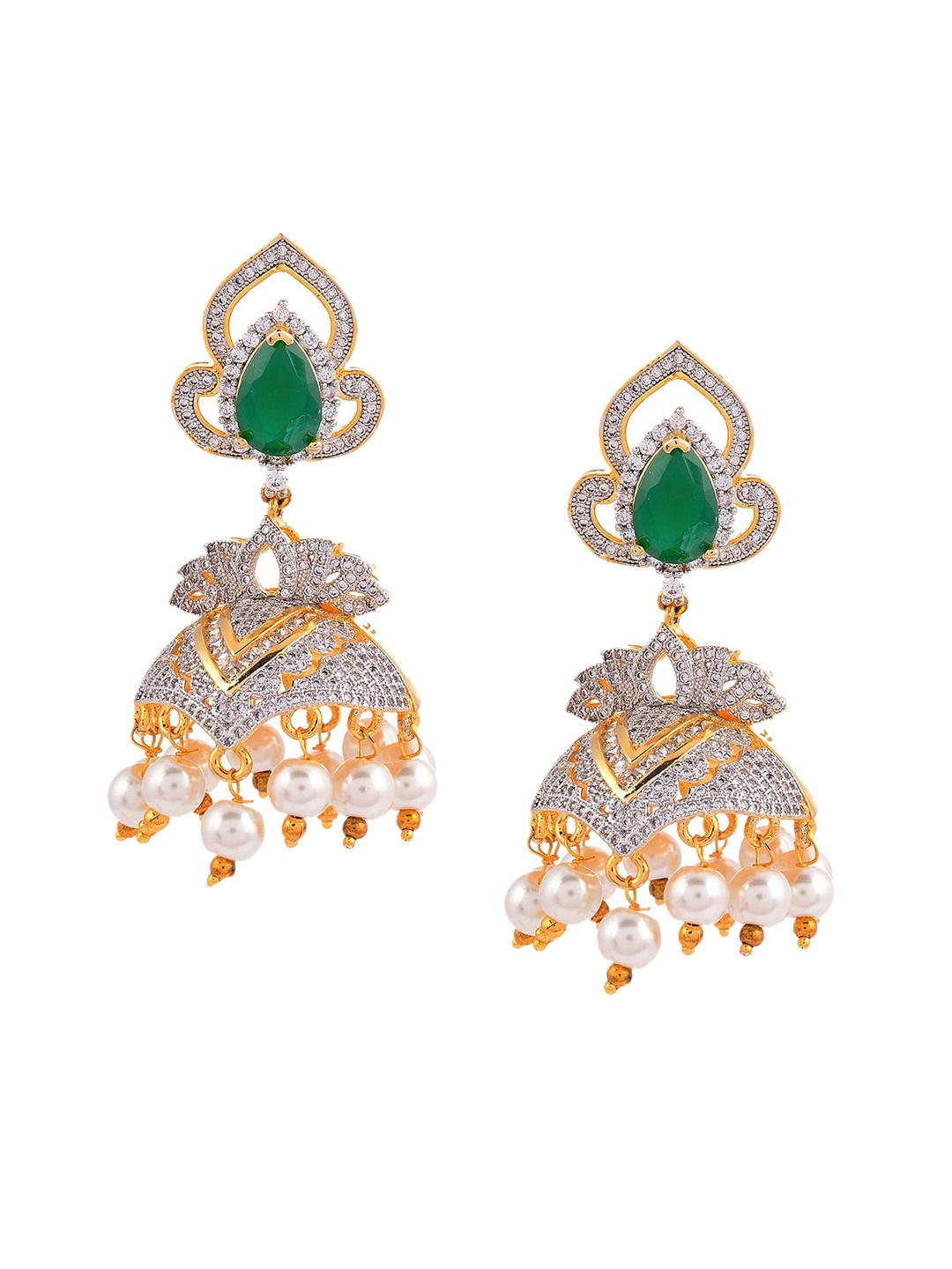

Tistabene Green Contemporary Jhumkas Earrings