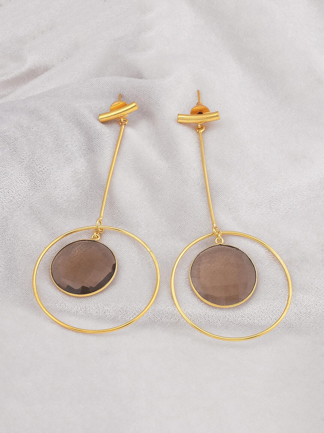 

Tistabene Gold-Toned & Brown Contemporary Drop Earrings