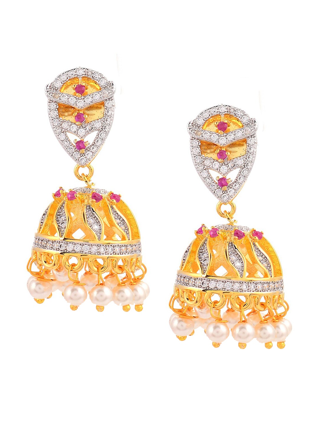 

Tistabene Pink Contemporary Jhumkas Earrings