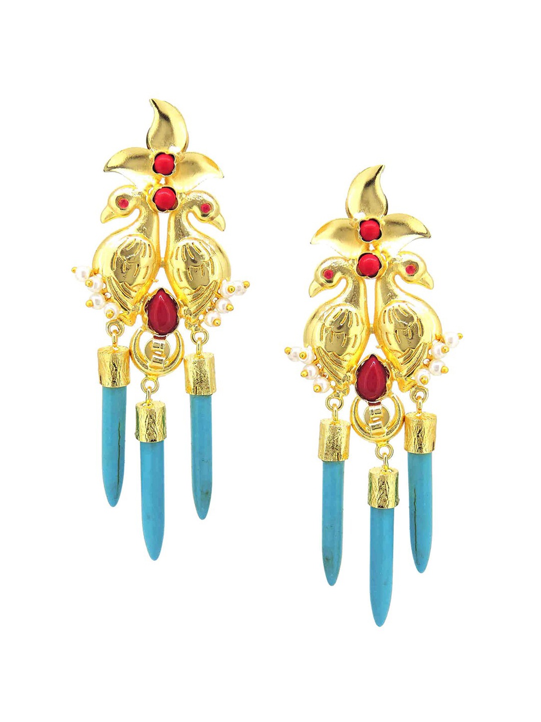 

Tistabene Blue & Gold-Plated Contemporary Drop Earrings