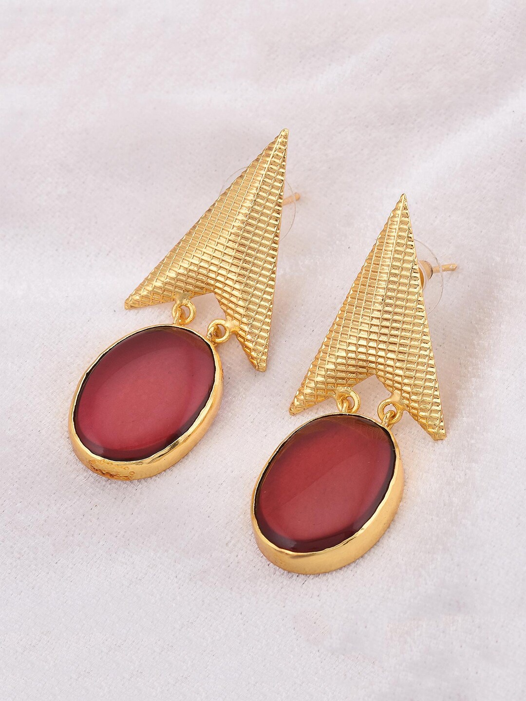 

Tistabene Gold-Plated Pink Contemporary Drop Earrings