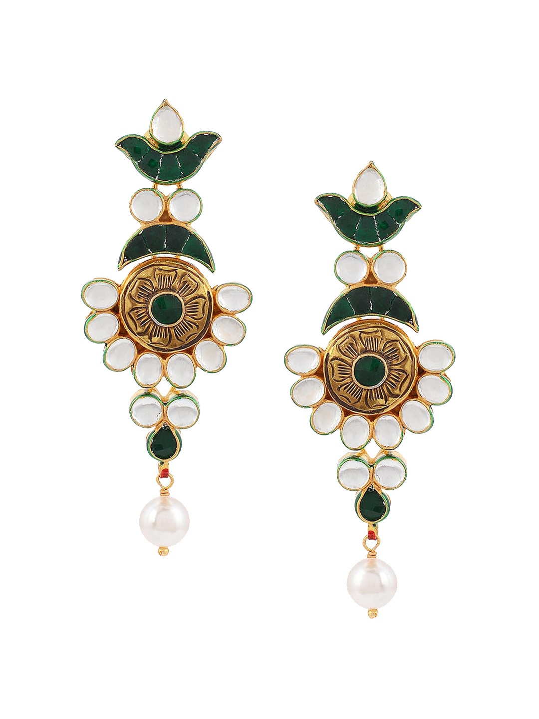 

Tistabene Women Gold-Toned & Green Contemporary Drop Earrings