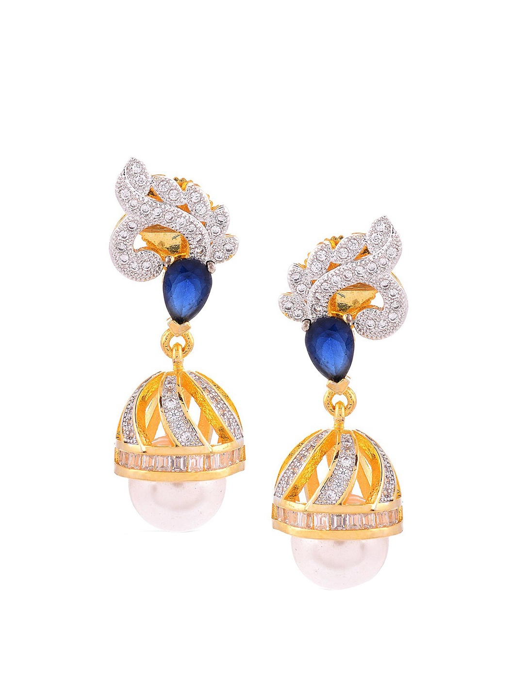 

Tistabene Women Blue Contemporary Jhumkas Earrings