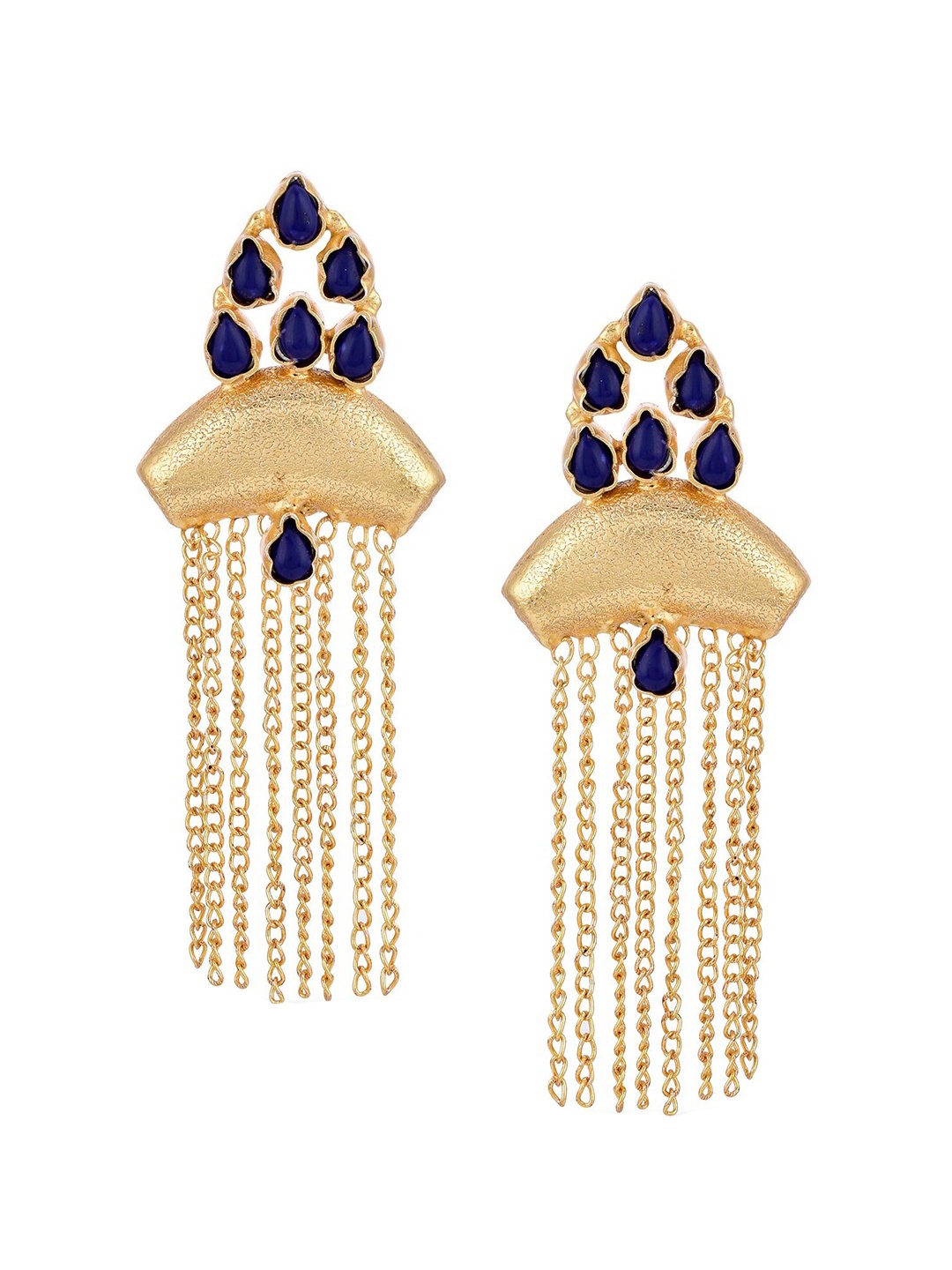 

Tistabene Women Navy Blue & Gold-Toned Contemporary Drop Earrings