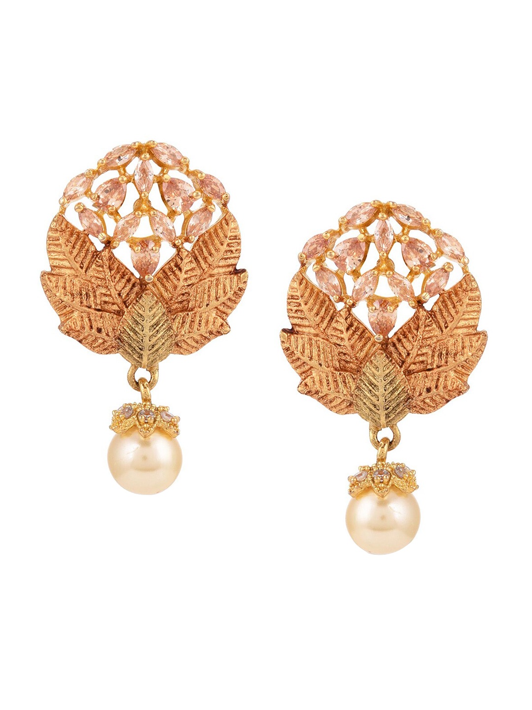 

Tistabene Women Gold-Toned Stones Designer Dangle and Pearl Alloy Drop Earrings