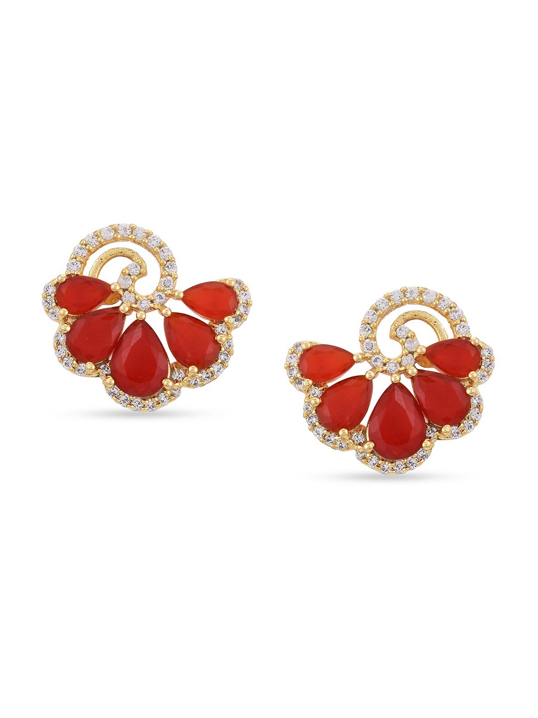 

Tistabene Gold-Plated & Red Contemporary Studs Earrings
