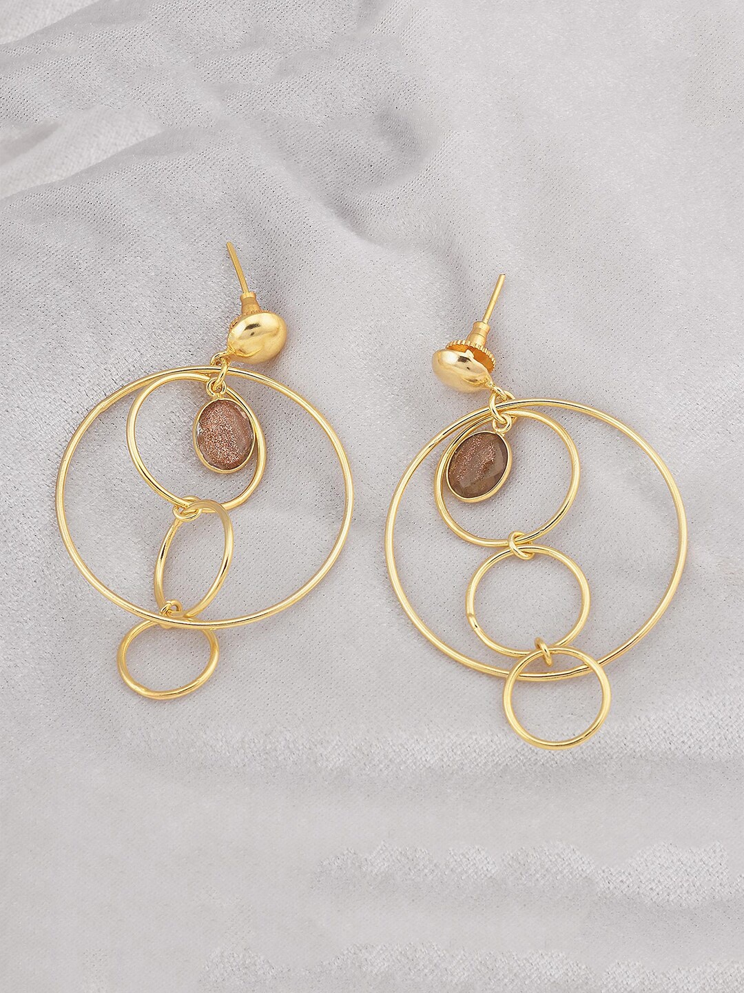 

Tistabene Brown & Gold-Toned Contemporary Drop Earrings