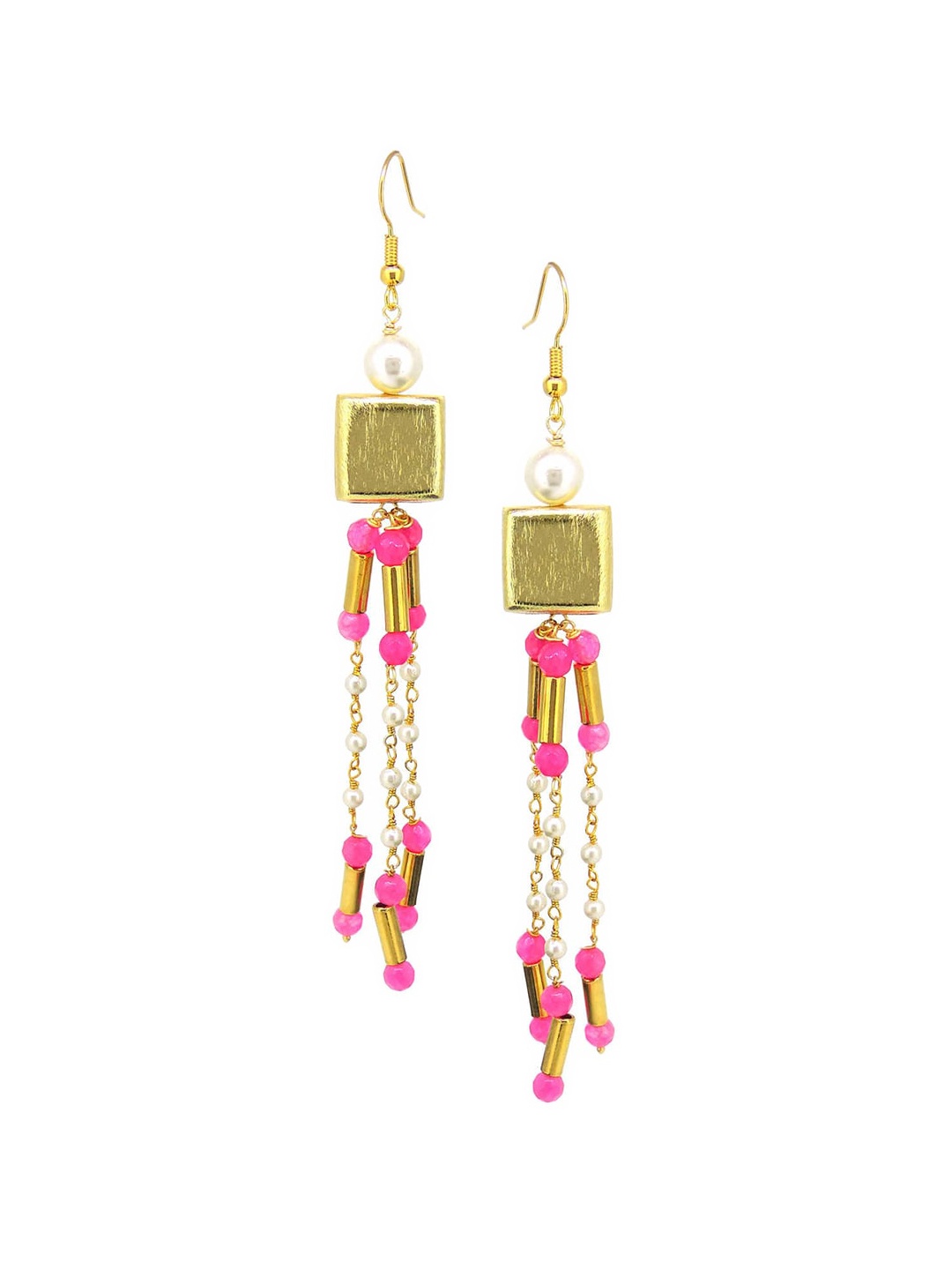 

Tistabene Women Pink & Gold-Toned Contemporary Drop Earrings