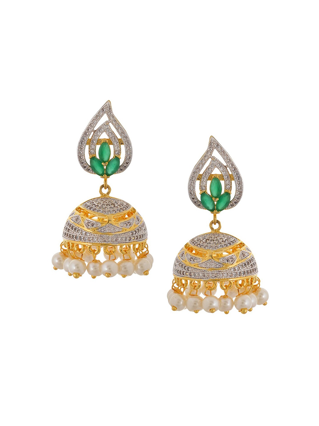 

Tistabene Gold-Toned & Gold-Toned Contemporary Jhumkas Earrings