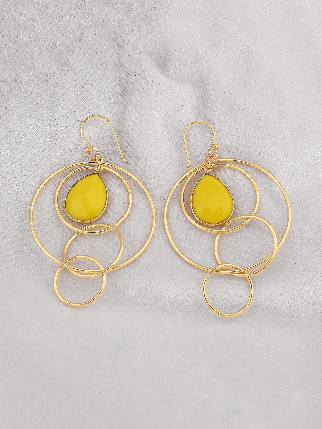Tistabene Gold-Plated Yellow Contemporary Drop Earrings