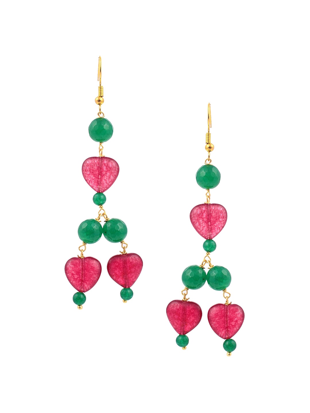 

Tistabene Gold-Toned & Red Contemporary Drop Earrings