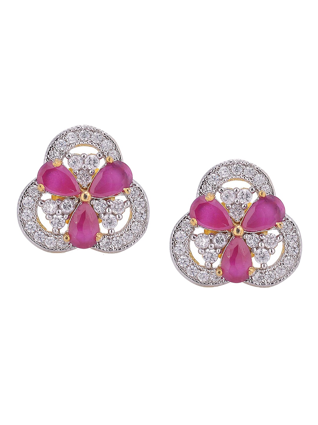 

Tistabene Women Rose & White Alloy Contemporary Colored Stone Studs Earrings