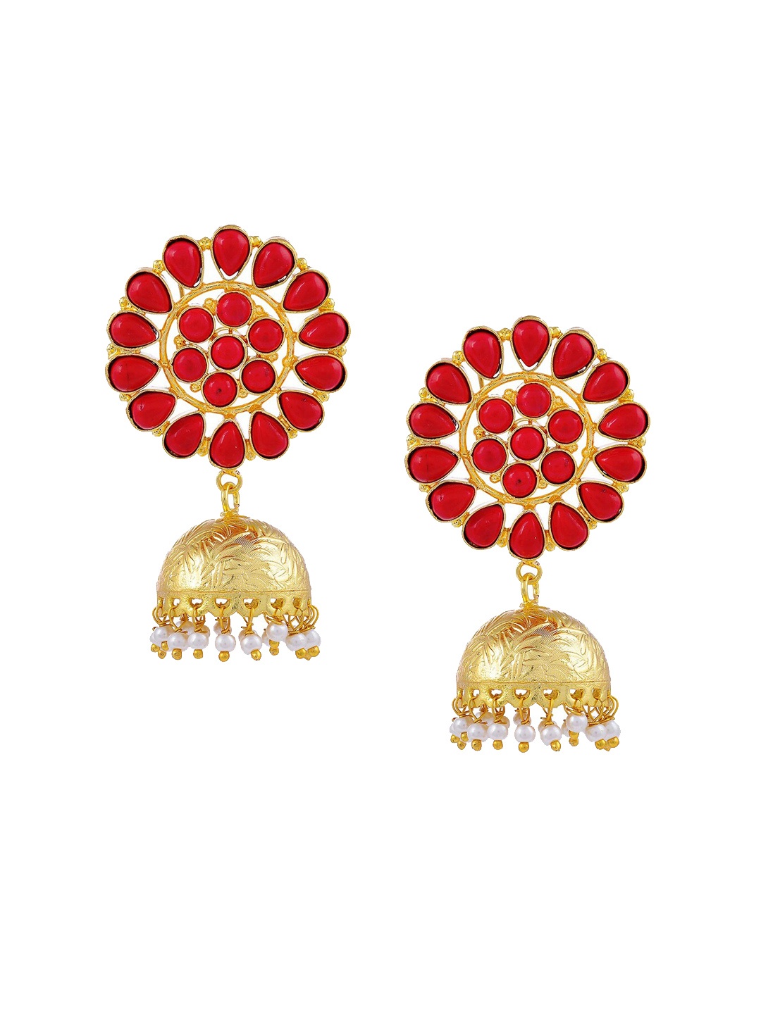 

Tistabene Red Contemporary Jhumkas Earrings
