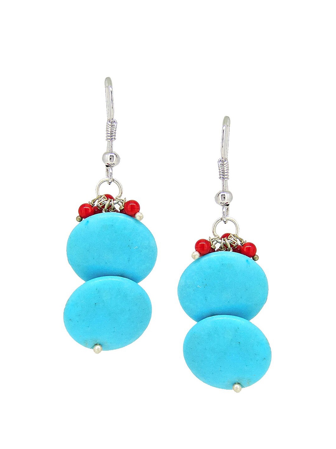 

Tistabene Women Blue & Red Alloy Old Silver Dangler Contemporary Drop Earrings